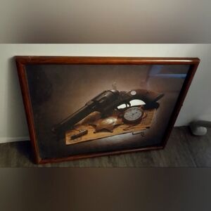 Gun wall decor pistol decor wall framed picture of gun sheriff